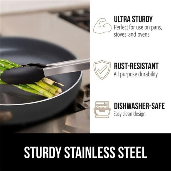 Gorilla Grip Stainless Steel Kitchen Tongs Set Silicone Tips Heat Resistant - Picture 5 of 7